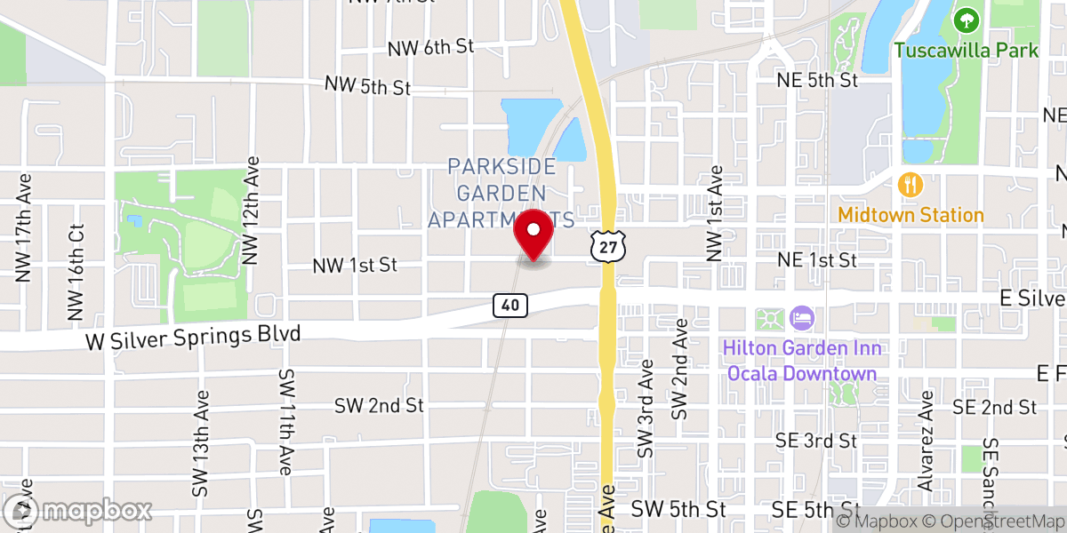 Map showing location of Downtown Baptist Temple