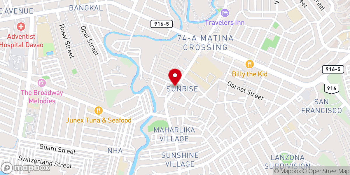 Map showing location of Baptist church