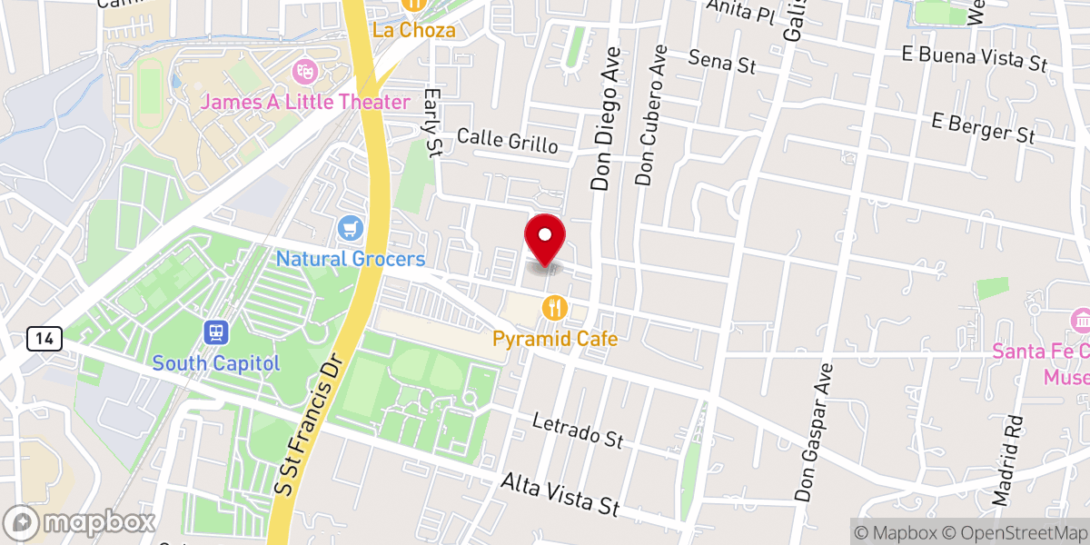 Map showing location of People's Church Of Santa Fe