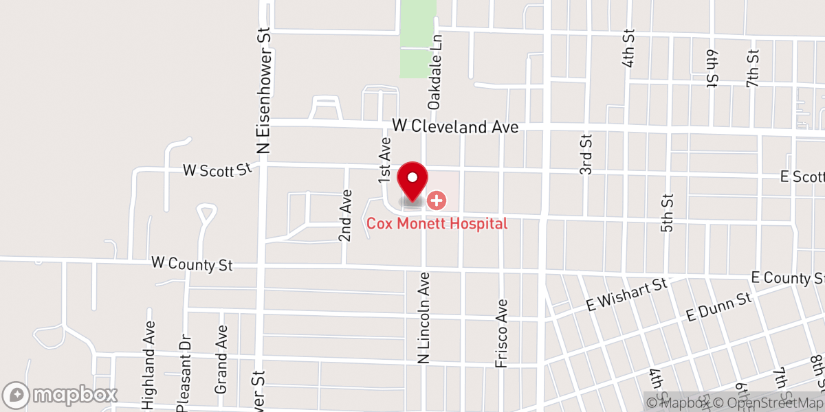 Map showing location of Southwest Missouri Coalition of Charities and