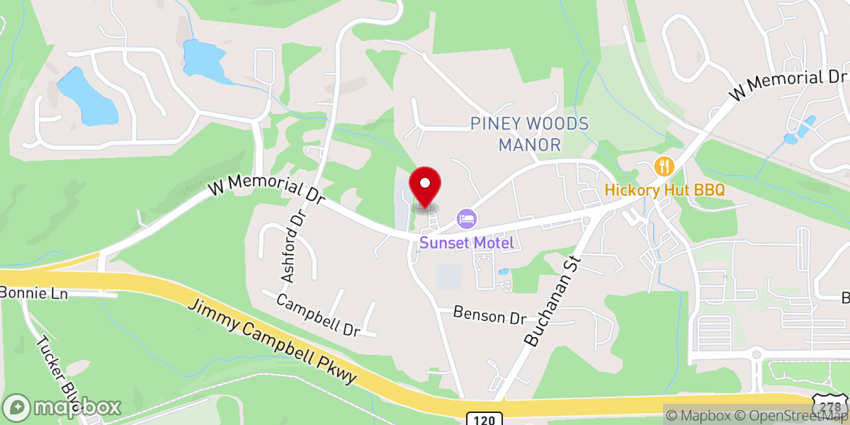 Map showing location of Ebenezer Baptist Church