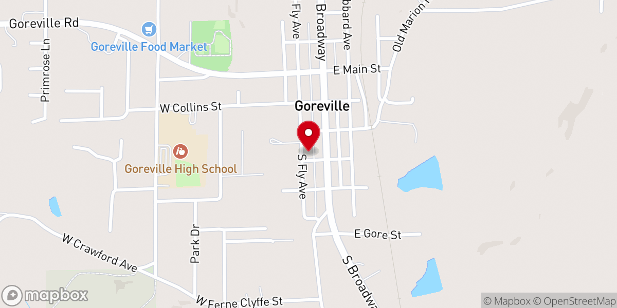 Map showing location of Goreville United Methodist Church