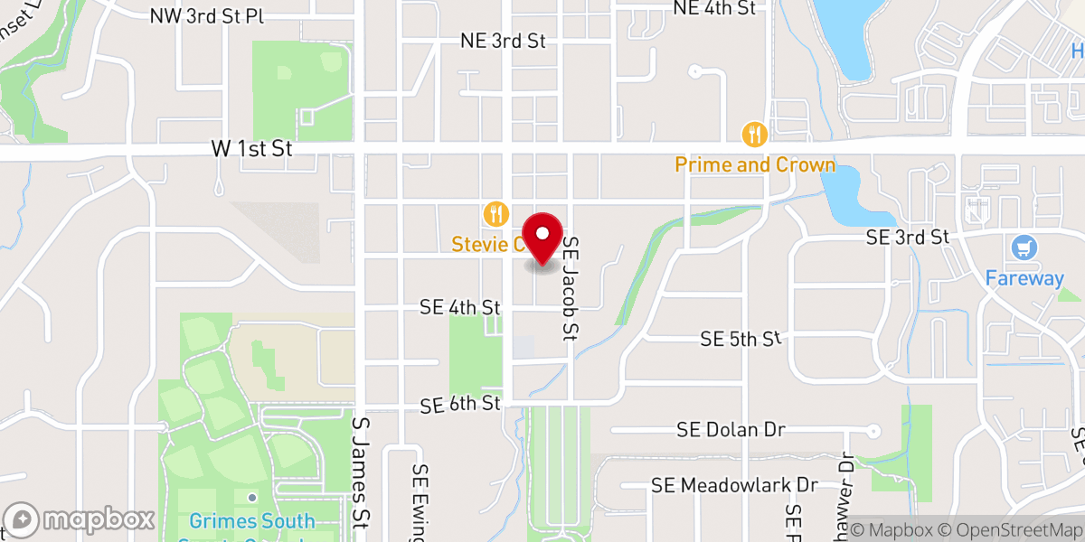 Map showing location of First Presbyterian Church of Grimes