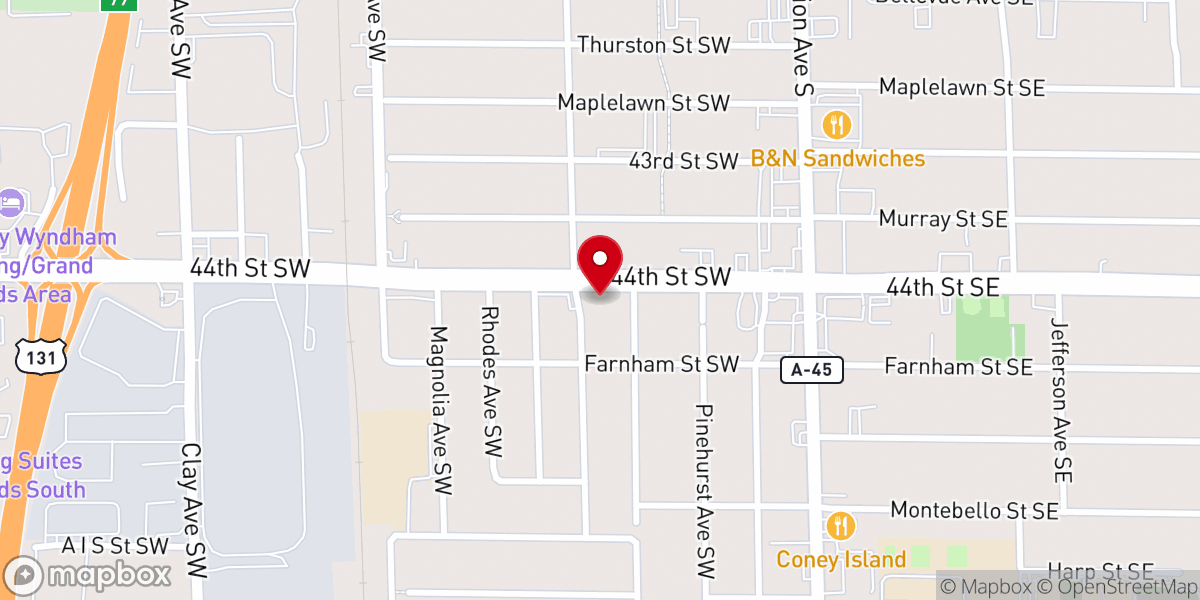 Map showing location of The Door Christian Fellowship Church of Grand Rapids