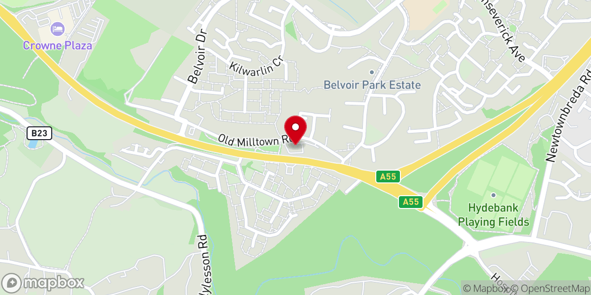 Map showing location of Milltown Baptist Church