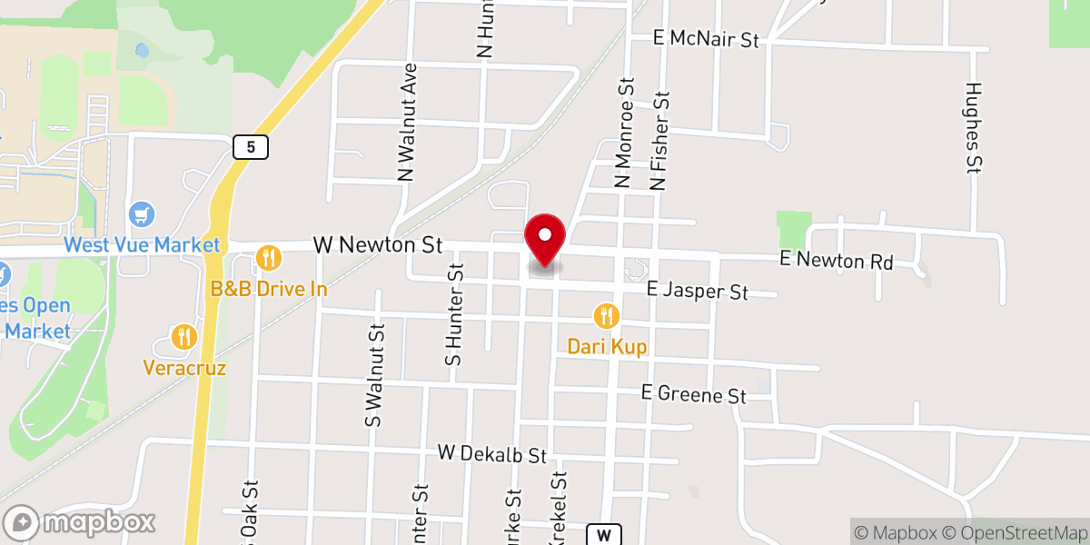 Map showing location of Hunter Civic Center