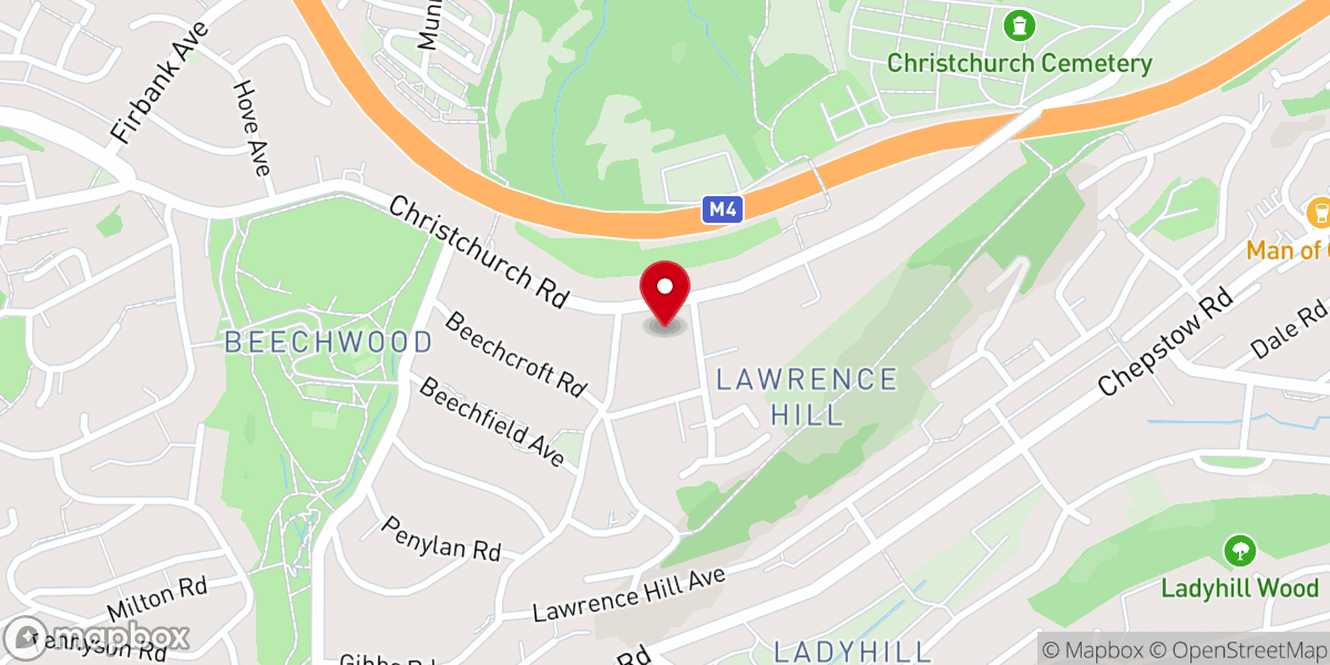 Map showing location of Penylan Baptist Church