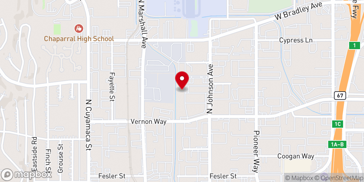 Map showing location of Victory Baptist Church