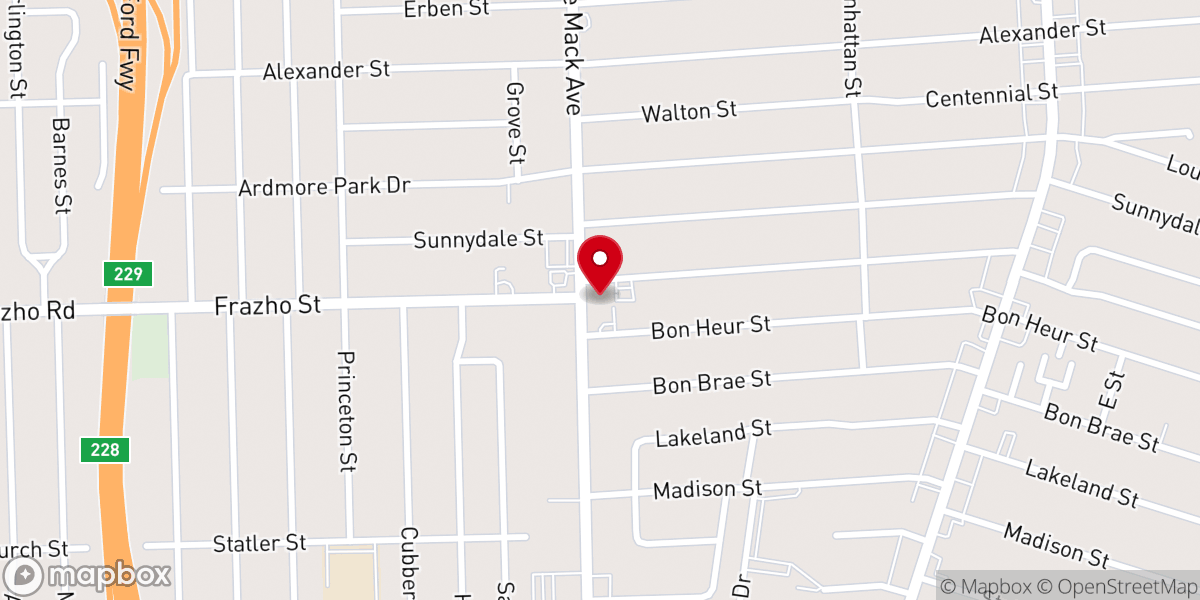 Map showing location of Bethel Lutheran Church