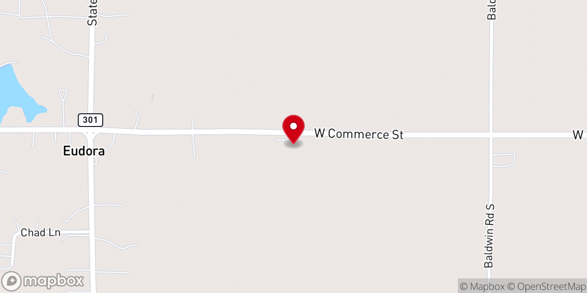 Map showing location of Second Eudora MB Church