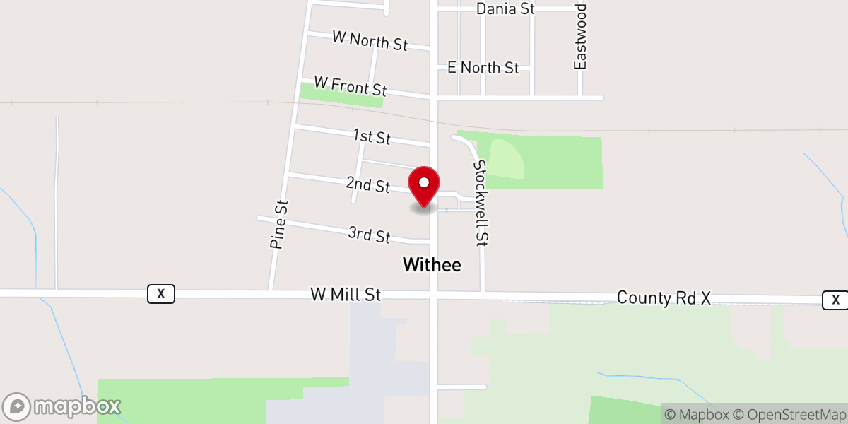 Map showing location of Withee United Methodist Church