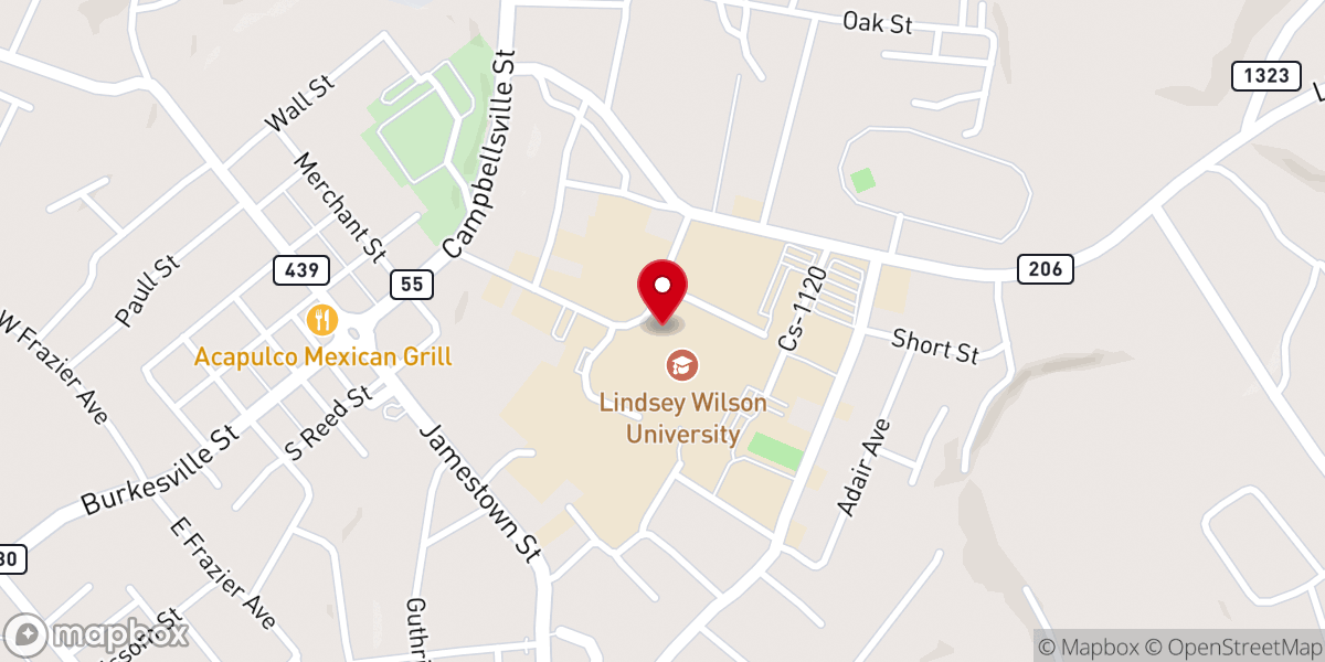 Map showing location of Lindsey Wilson Chapel
