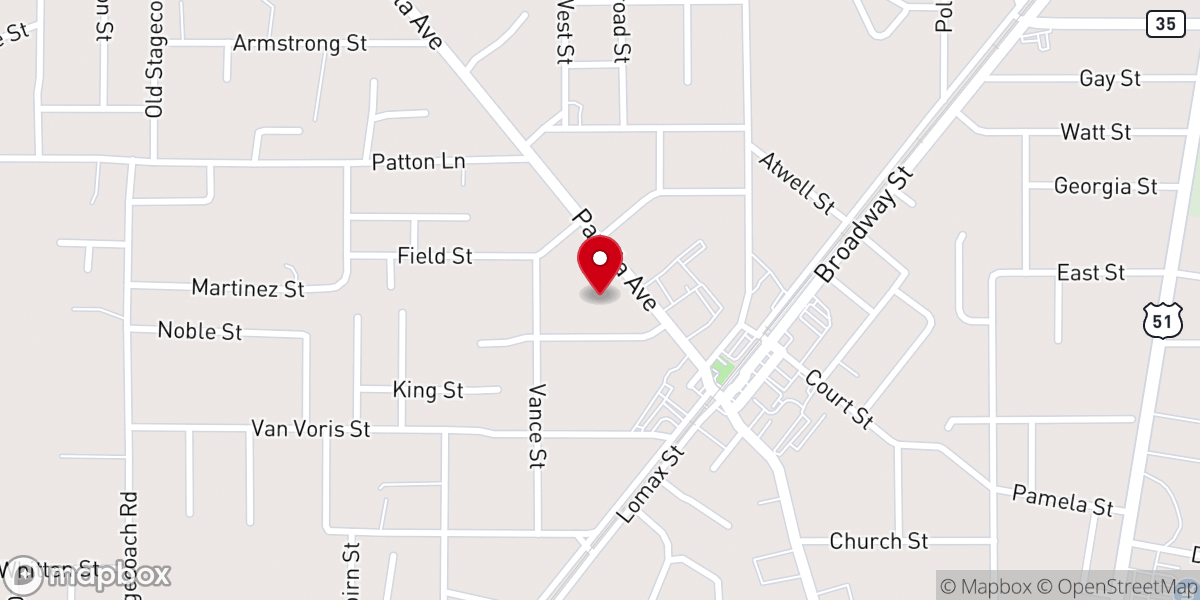 Map showing location of Batesville First Methodist Church