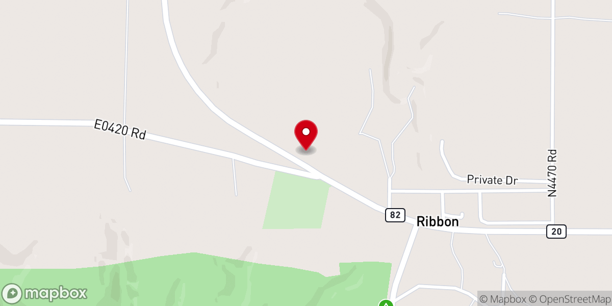 Map showing location of Ribbon Baptist Church