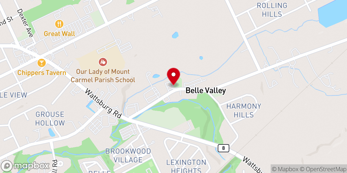Map showing location of Belle Valley Church