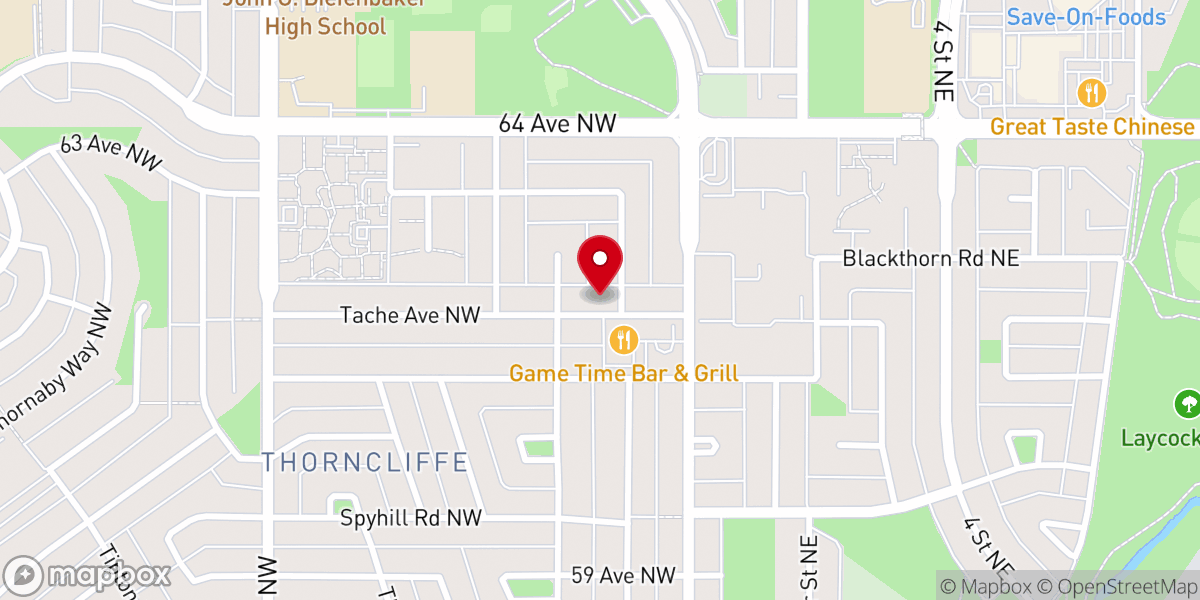 Map showing location of Ethiopian Evangelical Church in Calgary