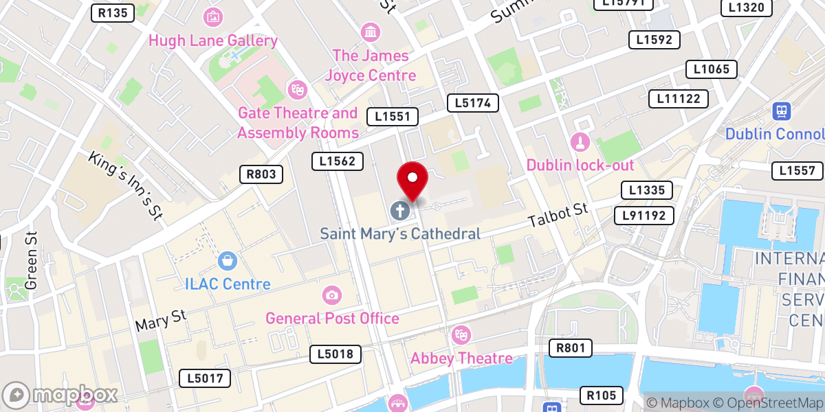 Map showing location of St. Mary's Cathedral