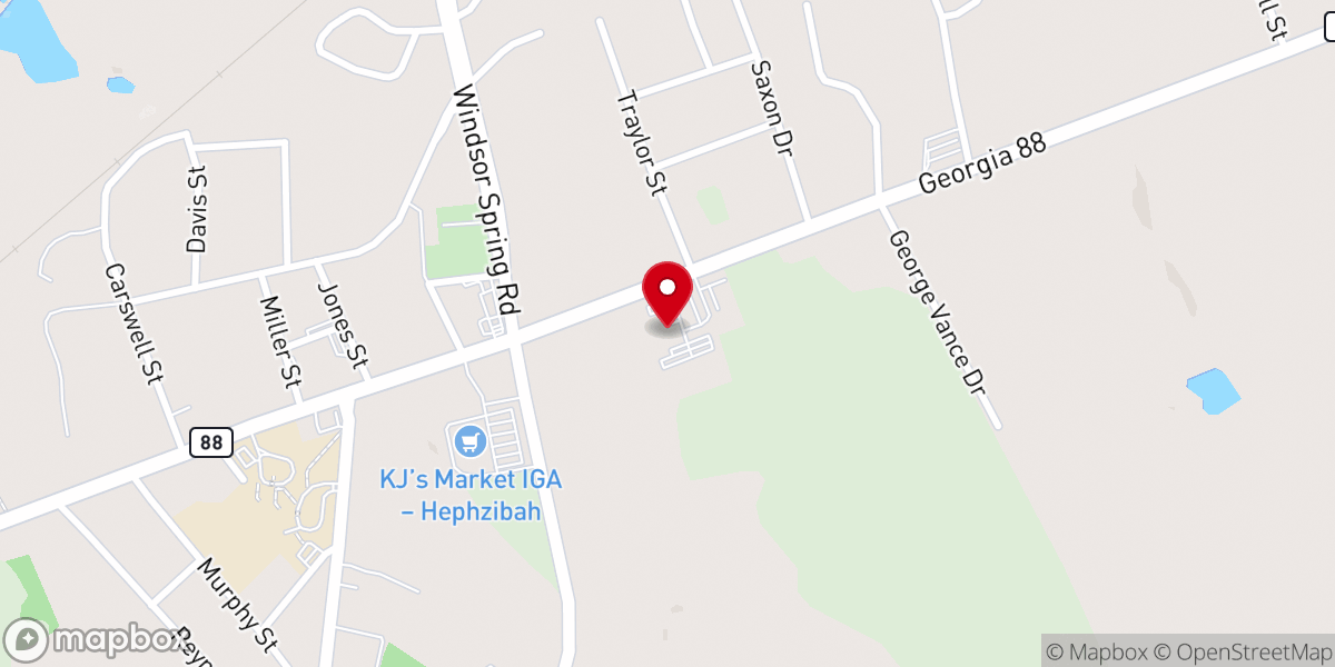 Map showing location of Rehoboth Worship Center