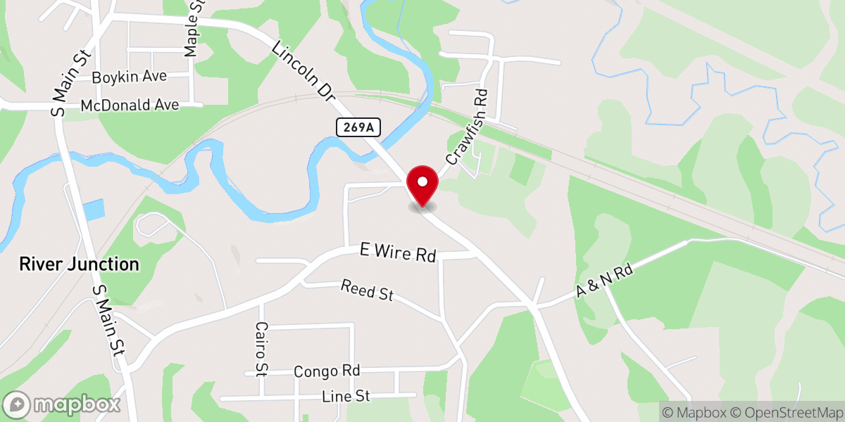 Map showing location of New Zion Baptist Church