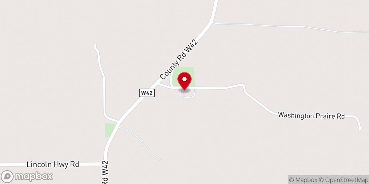 Map showing location of Washington Prairie Church