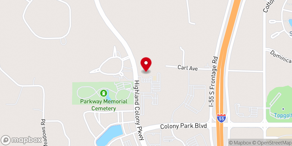 Map showing location of Highland Colony Baptist Church
