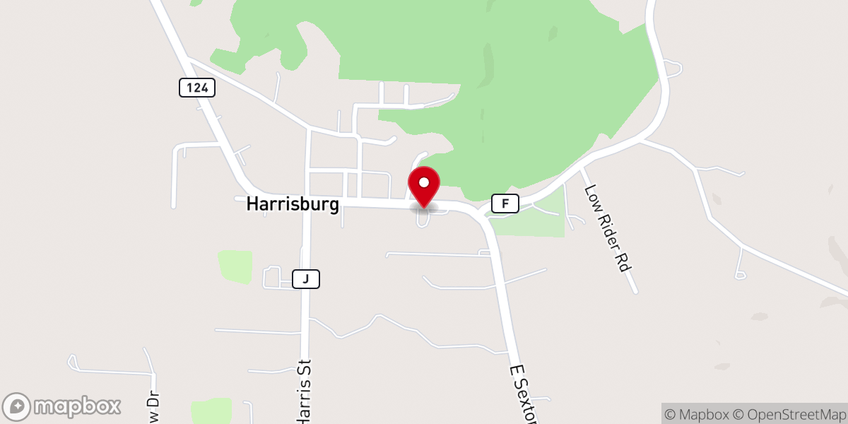 Map showing location of Harrisburg Baptist Church