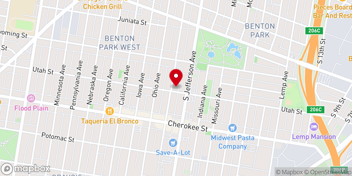 Map showing location of Curby Memorial Presbyterian Church