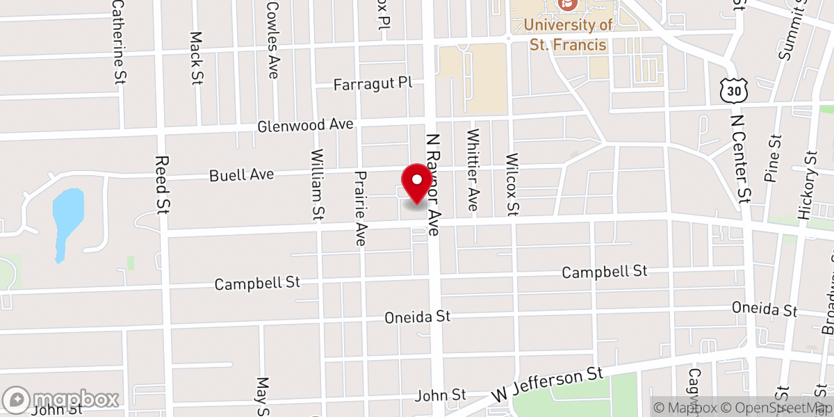 Map showing location of First Presbyterian Church of Christ