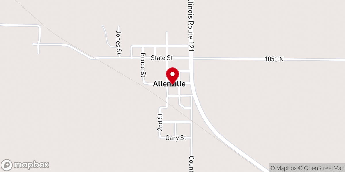 Map showing location of Allenville Christian Church