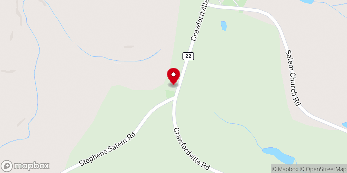 Map showing location of Clarke Grove Baptist Church