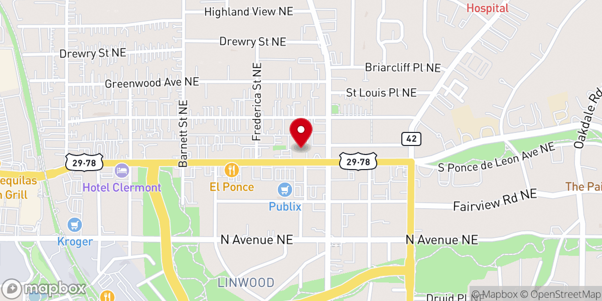 Map showing location of Druid Hills Presbyterian Church