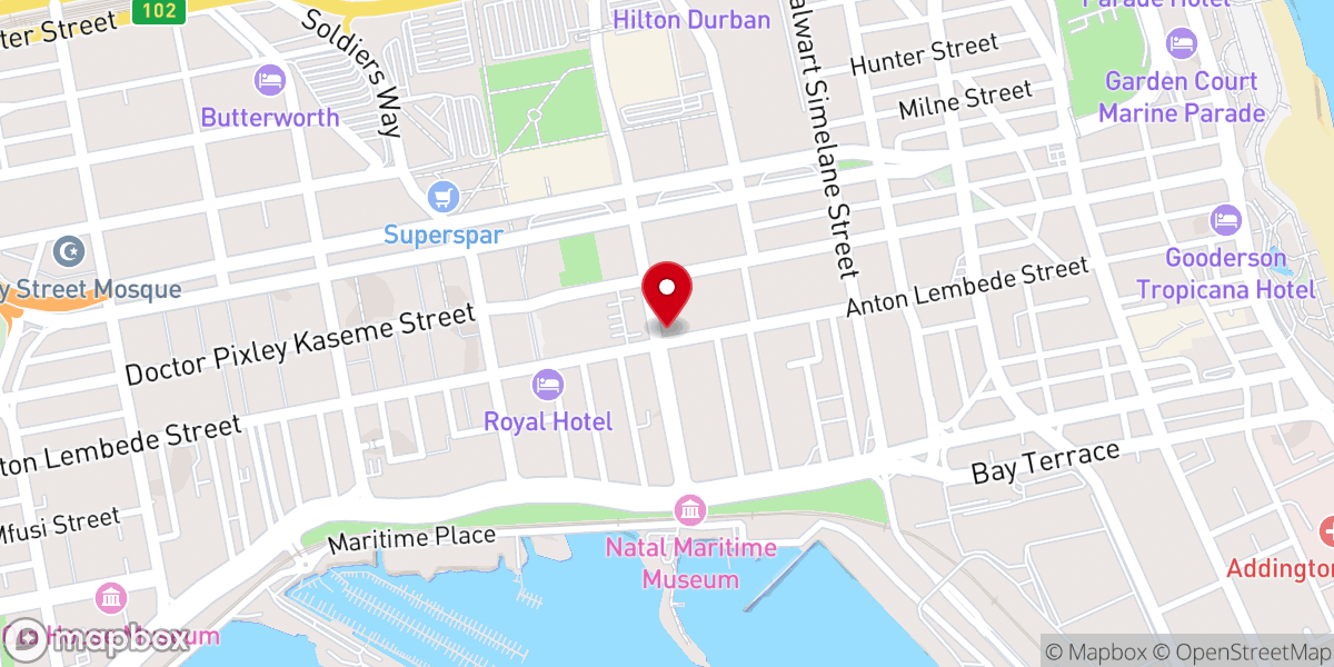 Map showing location of Central City Mission yaseThekwini