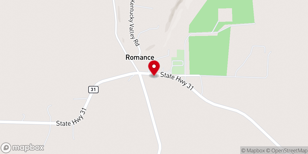 Map showing location of Romance AR