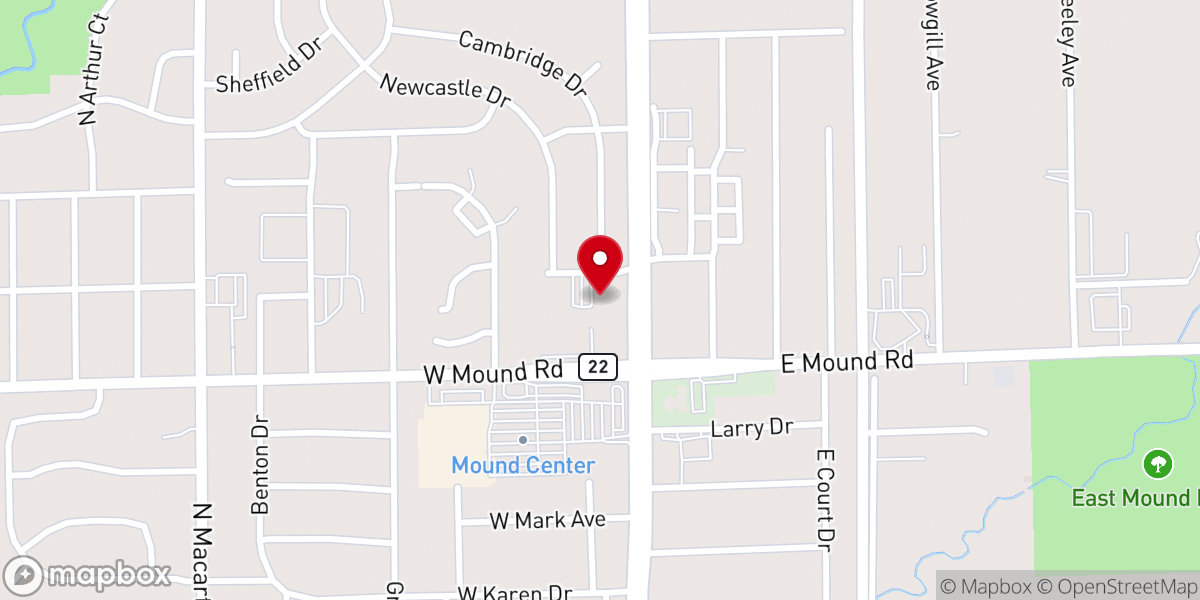 Map showing location of Mound Chapel Church of God