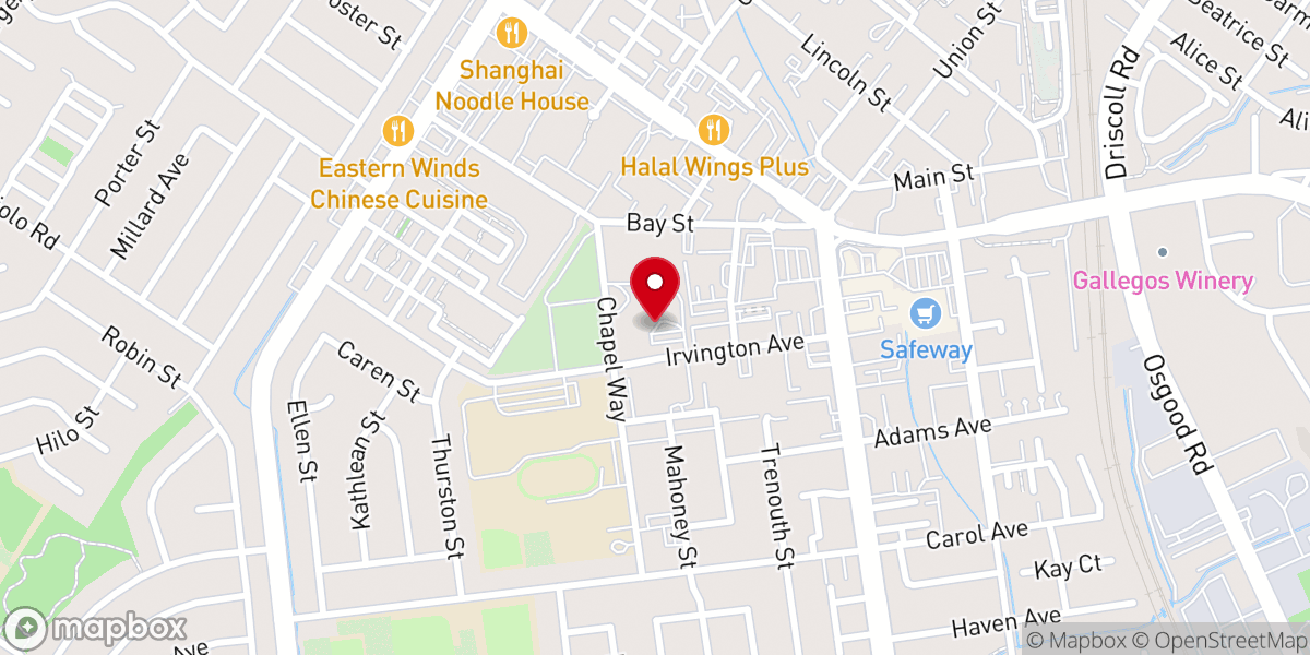 Map showing location of Irvington Presbyterian Church