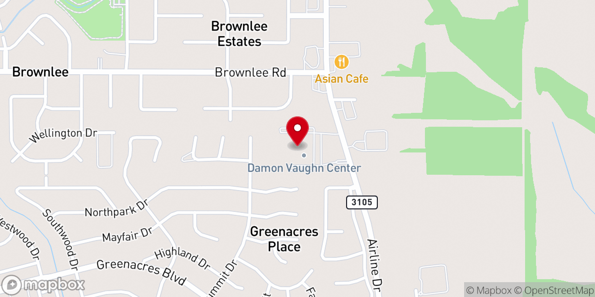 Map showing location of Airline Baptist Church