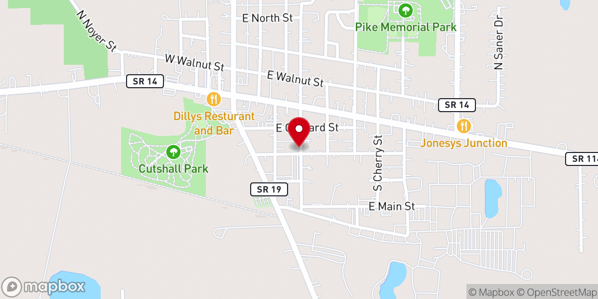 Map showing location of Akron Church of the Brethren