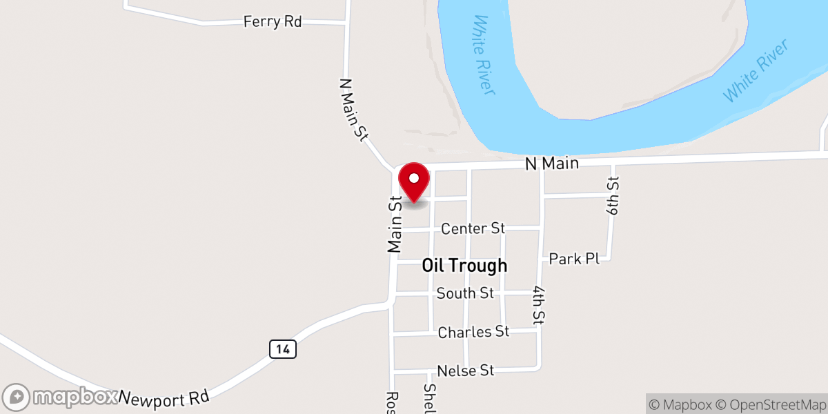 Map showing location of Oil Trough United Methodist Church