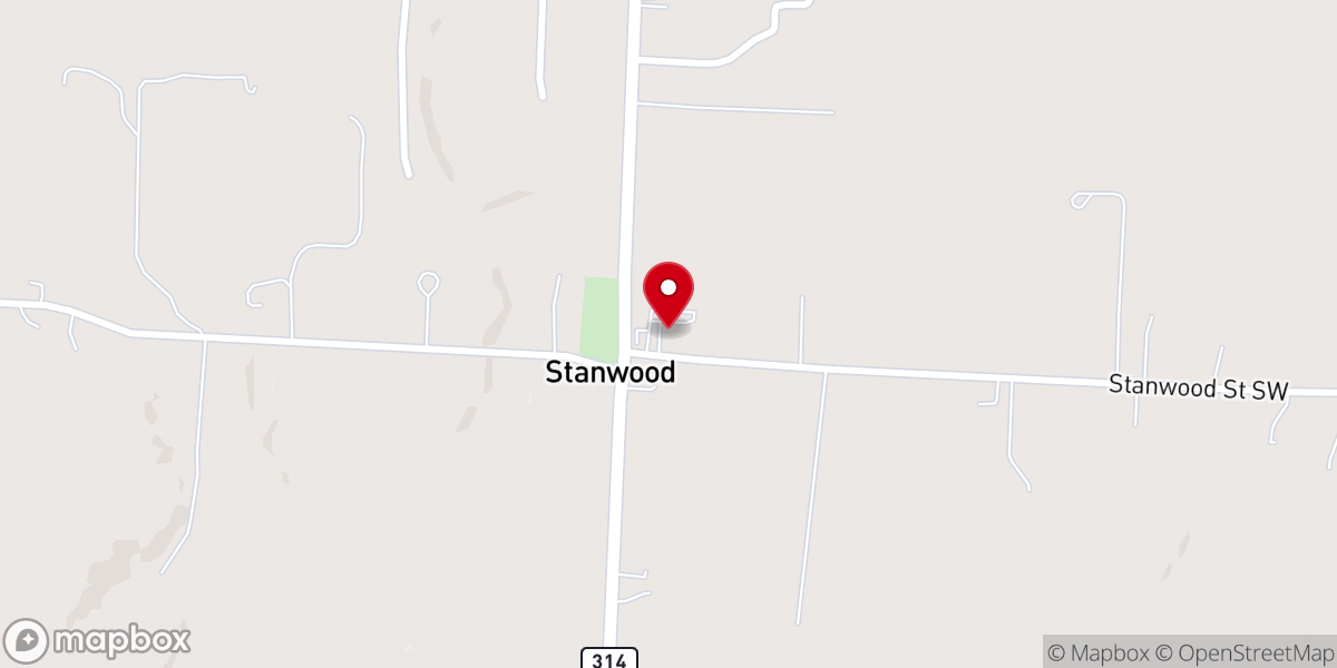 Map showing location of Stanwood Evangelical and Reformed Church