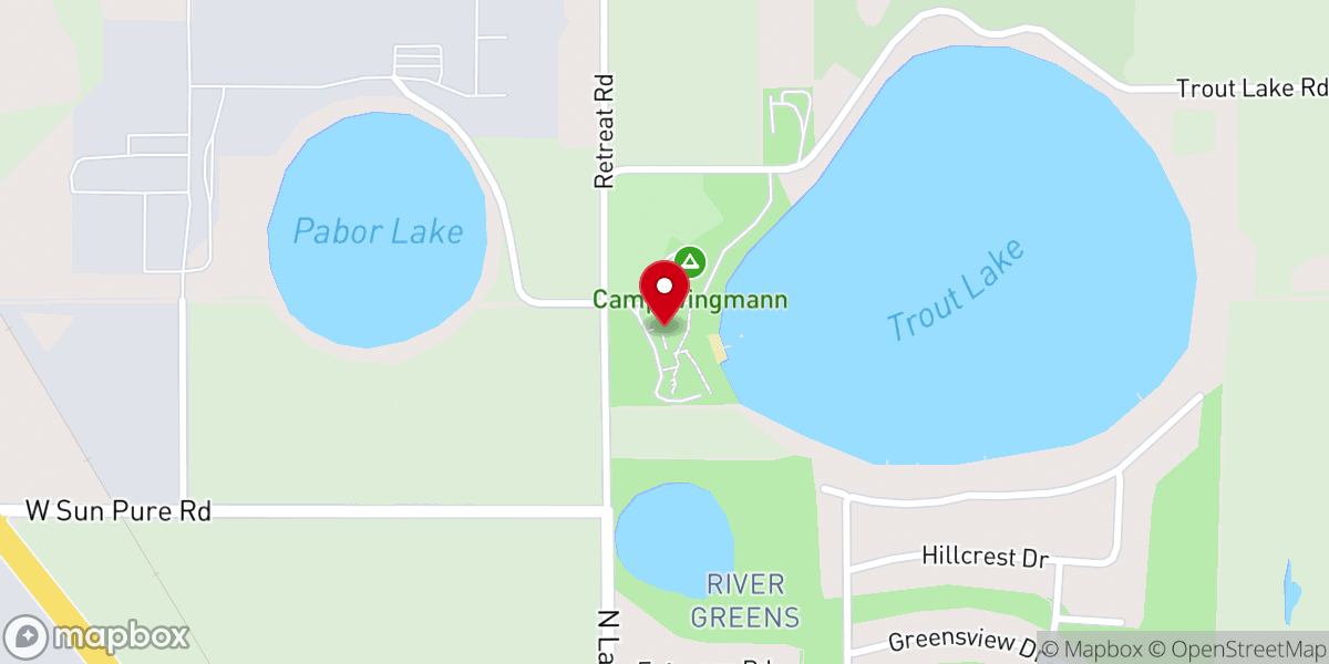 Map showing location of Camp Wingmann Inc