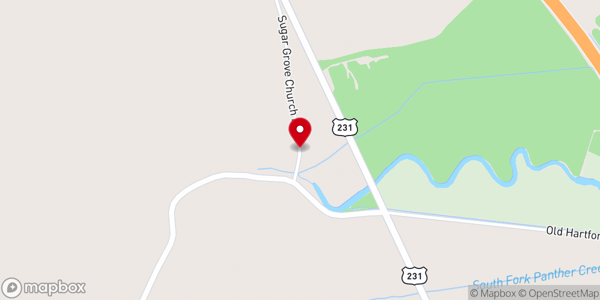 Map showing location of Sugar Grove Baptist Church