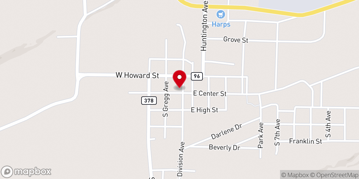 Map showing location of United Methodist Parsonage