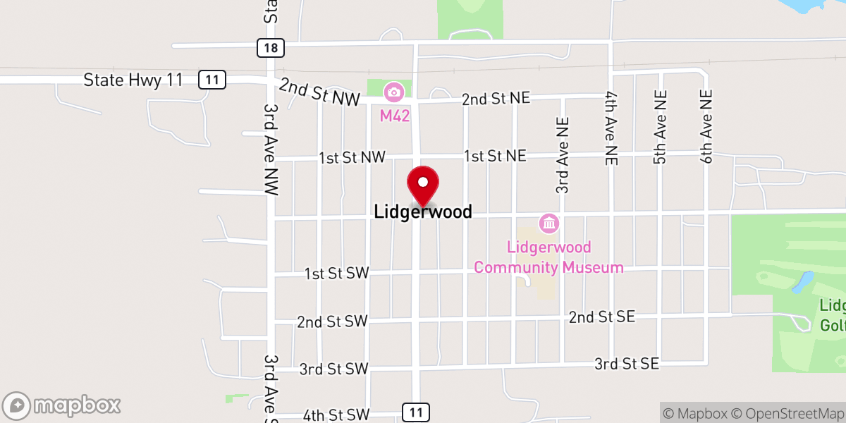 Map showing location of Lidgerwood