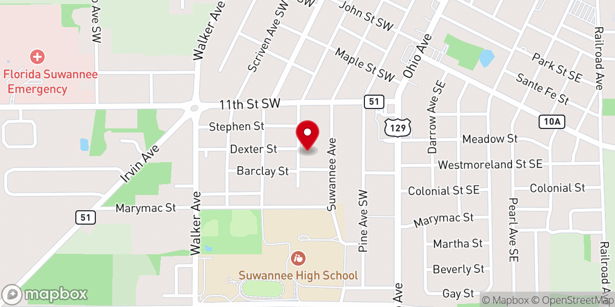 Map showing location of Live Oak Church of the Nazarene