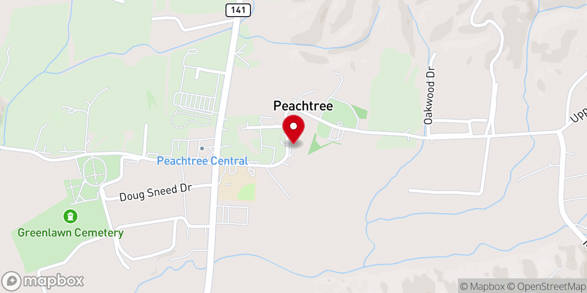 Map showing location of Peachtree Methodist Church