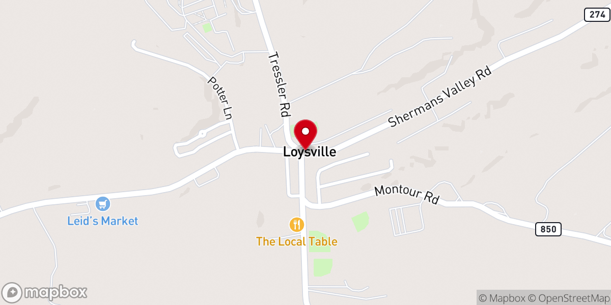 Map showing location of Loysville