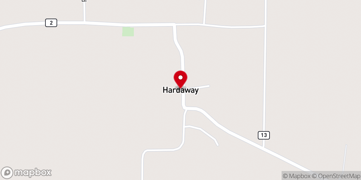 Map showing location of Hardaway Baptist Church