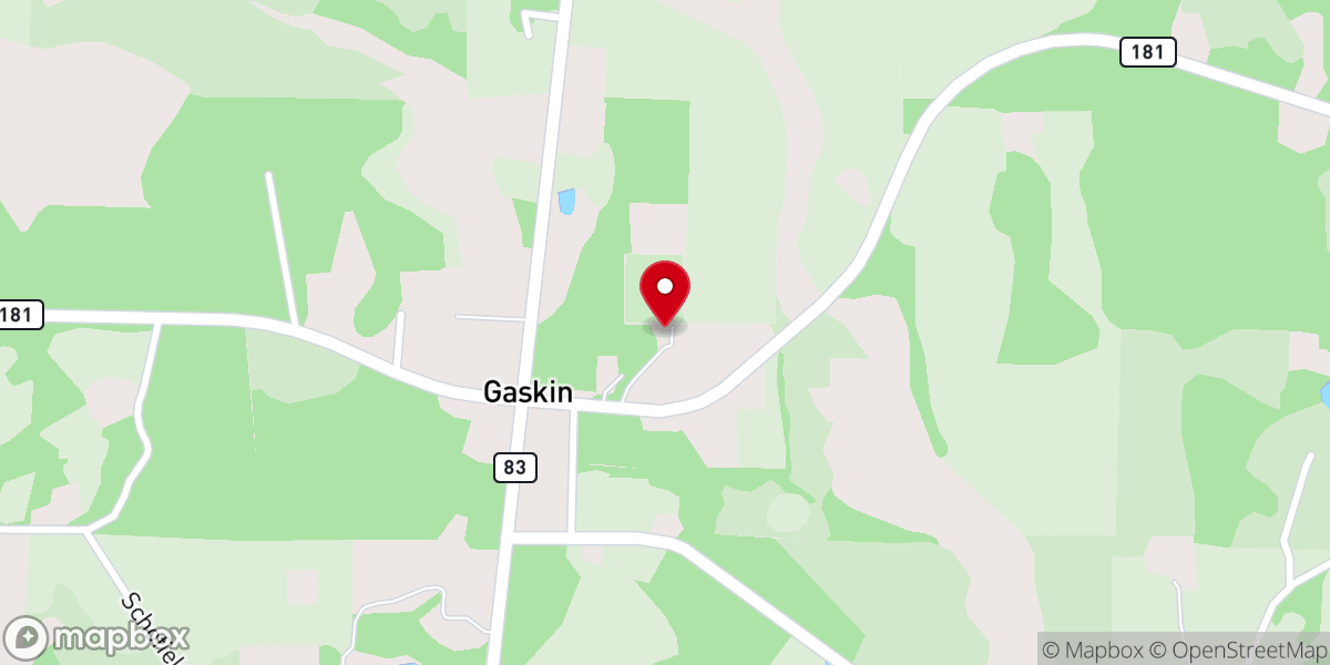 Map showing location of Gaskin Baptist Church