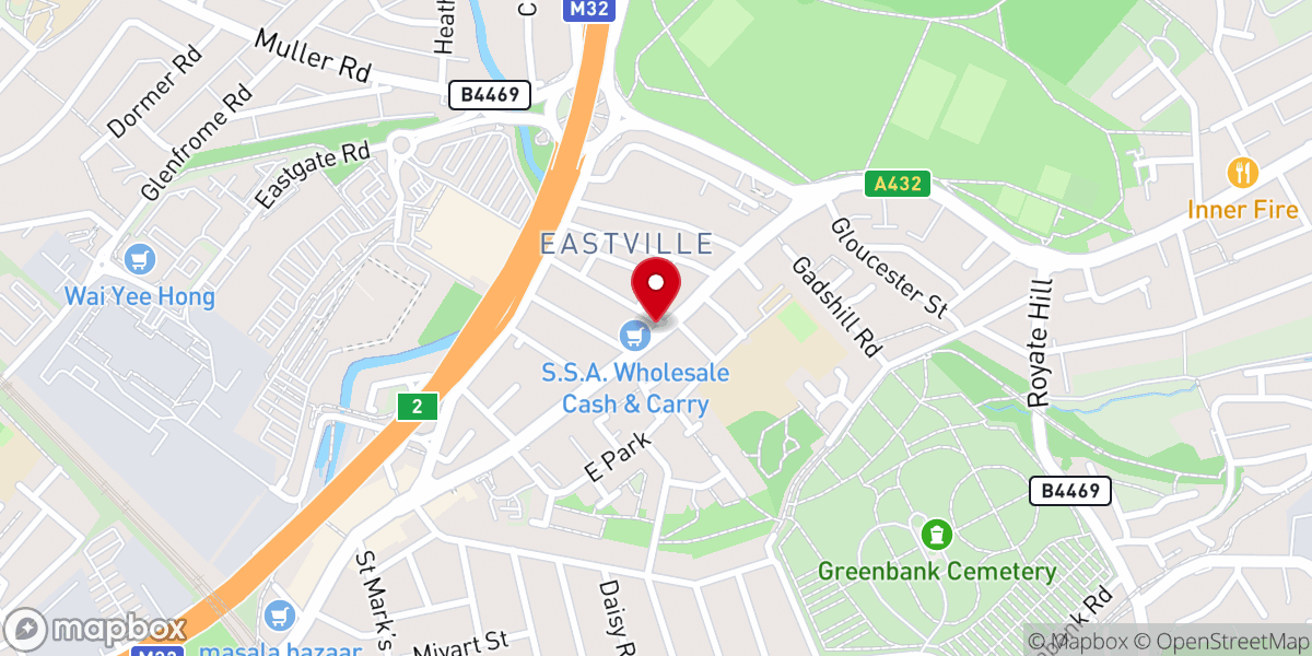 Map showing location of Eastville Park Methodist Church
