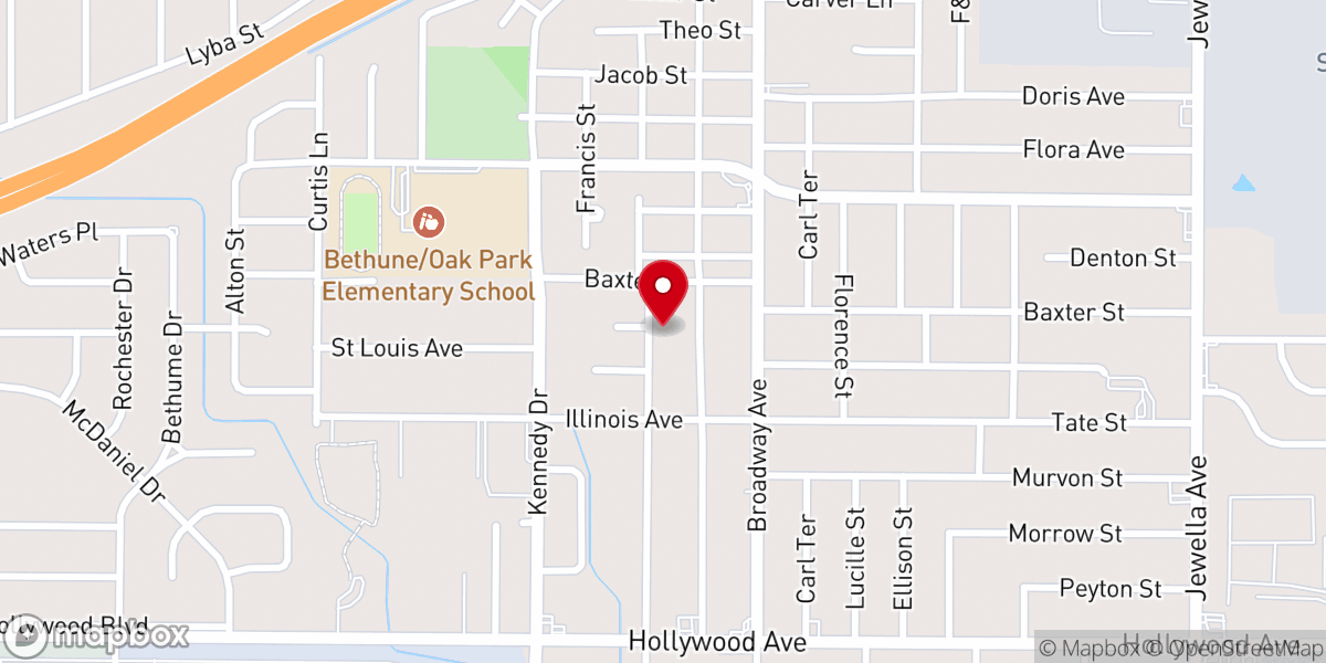 Map showing location of Hollywood Baptist Church
